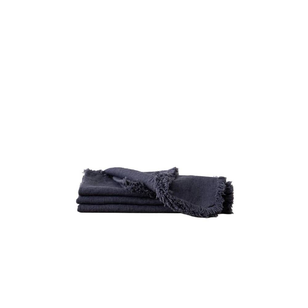 NEW LINENME linen napkin terra fringe - set of 4 in anthracite